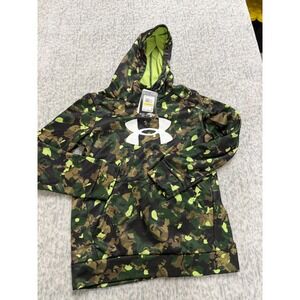 Under Armour Boys Armour Fleece Camo Hoodie Green Brown Neon Yellow YMD 1389394